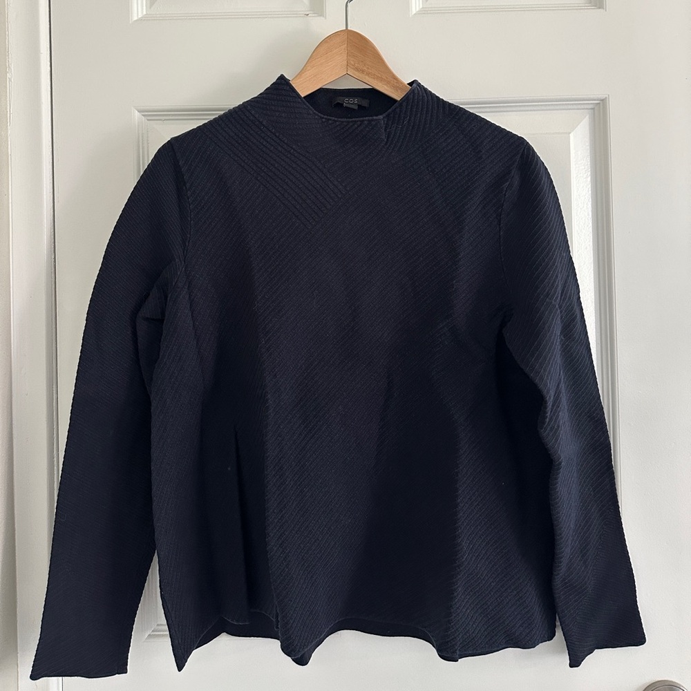 COS Women’s Dark Navy Mock Neck Sweater